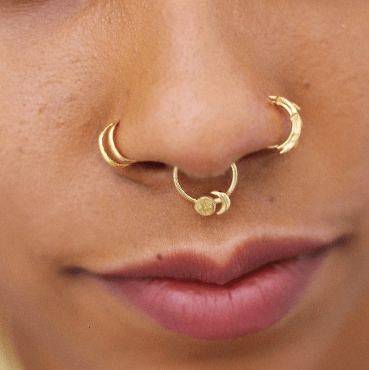 Nose Piercing Set, Nose Studs and Septum Ring, Sterling Silver Set of Nose  Studs and Septum Piercing, Indian Nose Jewelry, Tribal, 18g, 20g - Etsy